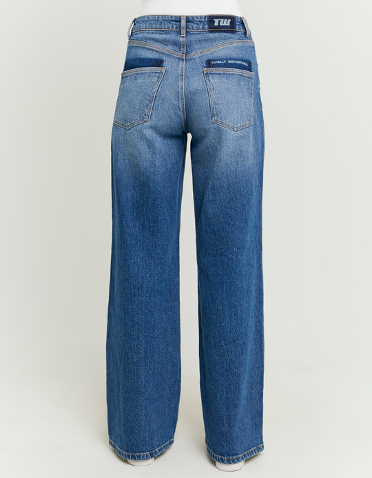 TALLY WEiJL, Blue Wide Leg Jeans with Detachable Buttons for Women