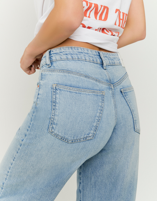 TALLY WEiJL, Blue Mid Waist Wide Leg Jeans for Women