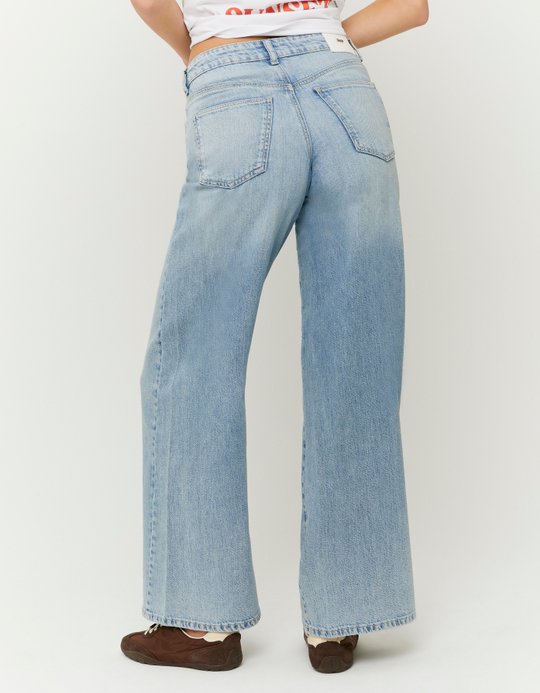 TALLY WEiJL, Blue Mid Waist Wide Leg Jeans for Women