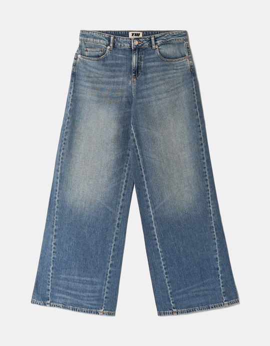 TALLY WEiJL, Blue Mid Waist Wide Leg Jeans for Women