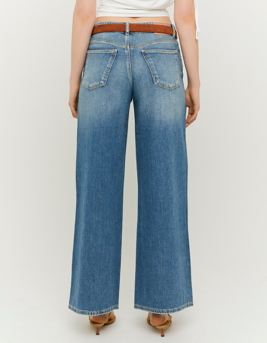 TALLY WEiJL, Blue Mid Waist Wide Leg Jeans for Women