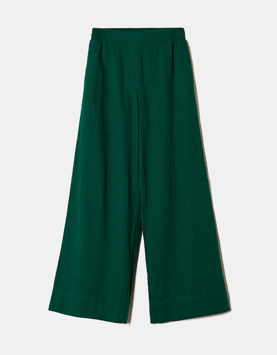 TALLY WEiJL, Green Wide Leg Linen Pants for Women