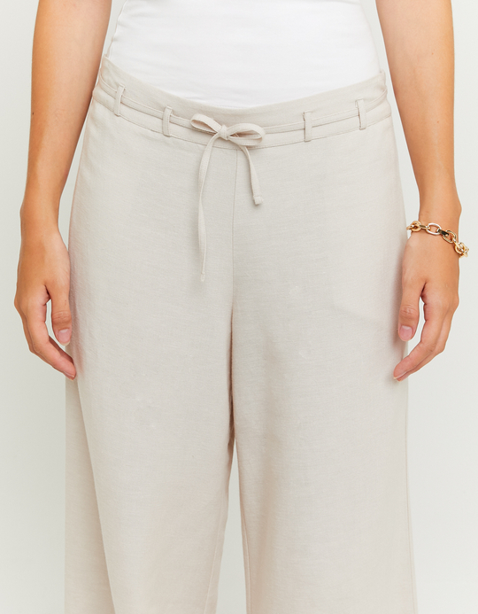 TALLY WEiJL, Παντελόνι Wide Leg Λινό Μπεζ for Women
