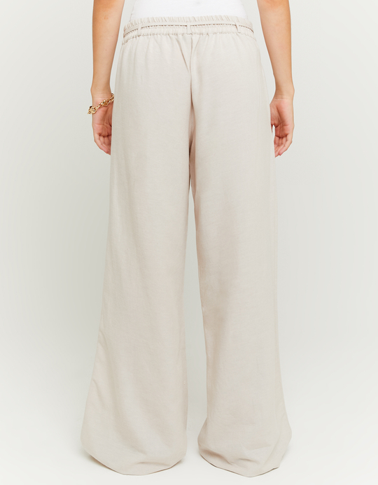 TALLY WEiJL, Παντελόνι Wide Leg Λινό Μπεζ for Women