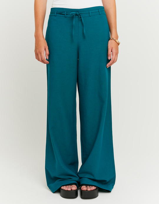 TALLY WEiJL, Παντελόνι Wide Leg Λινό Πράσινο for Women