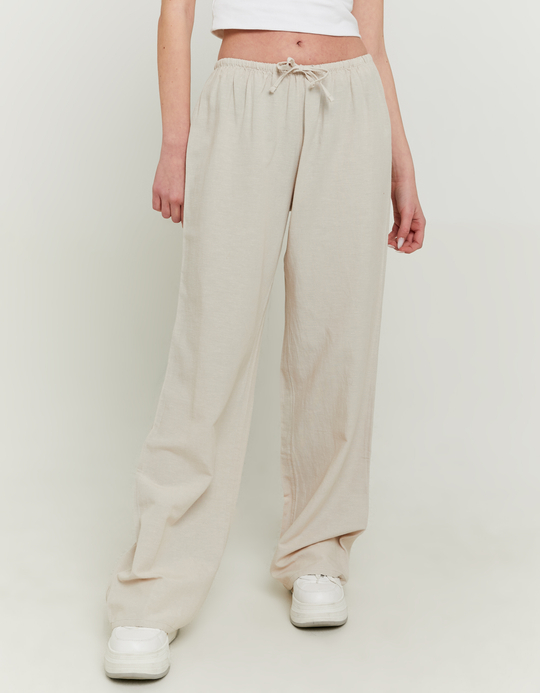 TALLY WEiJL, Pantaloni Wide Leg Beige in Lino for Women