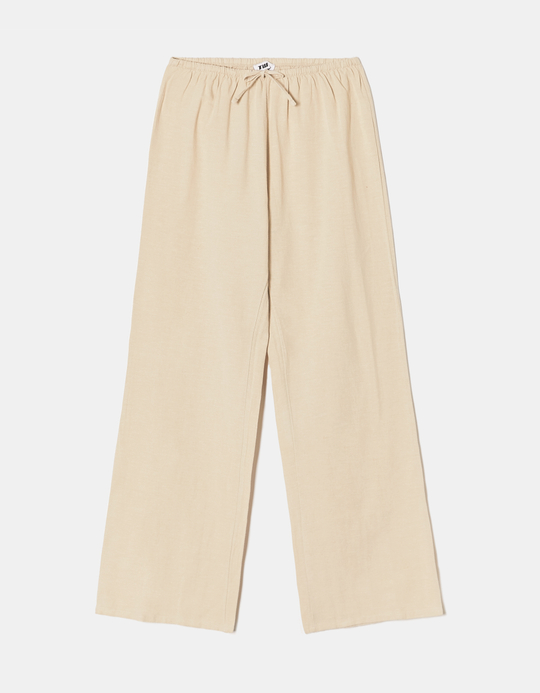 TALLY WEiJL, Pantaloni Wide Leg Beige in Lino for Women