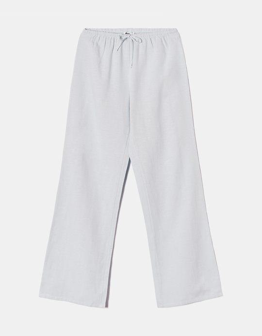 TALLY WEiJL, Pantalon Wide Leg Bleu Clair en Lin for Women