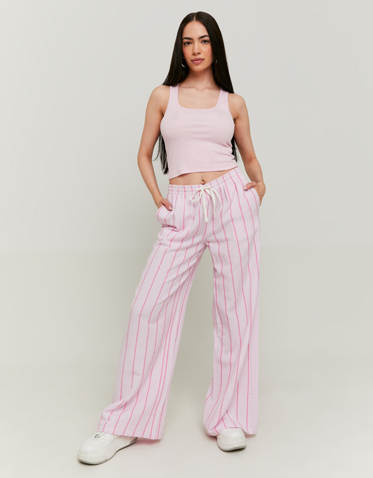 TALLY WEiJL, Striped Wide Leg Linen Trousers for Women