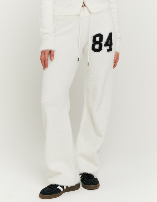 TALLY WEiJL, White Knitted Trousers with Graphic Detail for Women