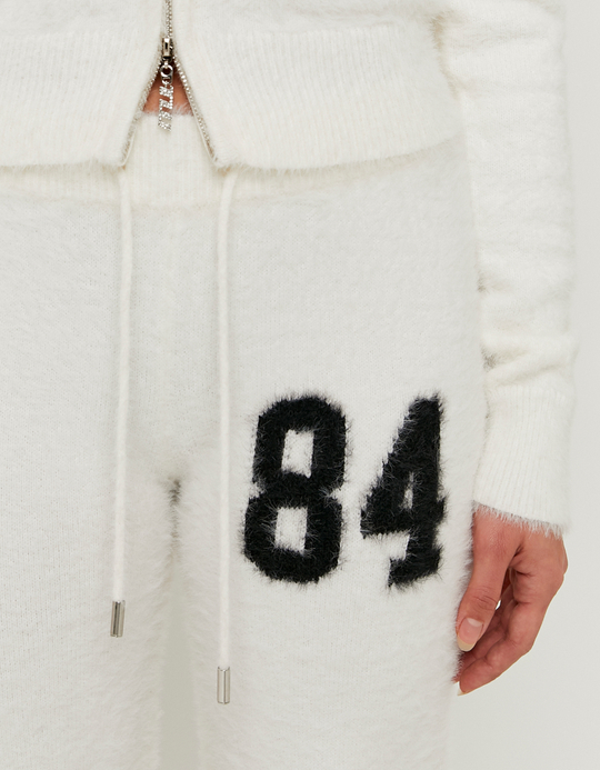 TALLY WEiJL, White Knitted Trousers with Graphic Detail for Women