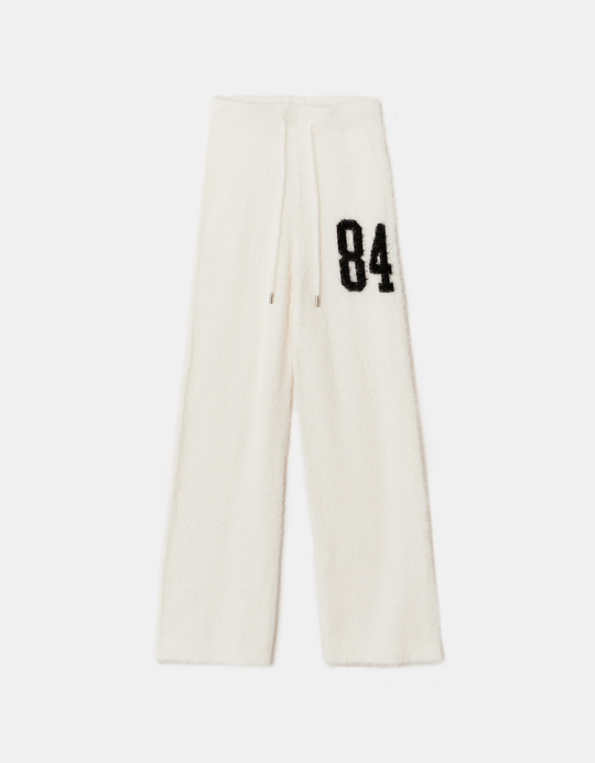 TALLY WEiJL, White Knitted Trousers with Graphic Detail for Women