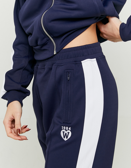 TALLY WEiJL, Blue Wide Leg Printed Joggers with Side Bands for Women