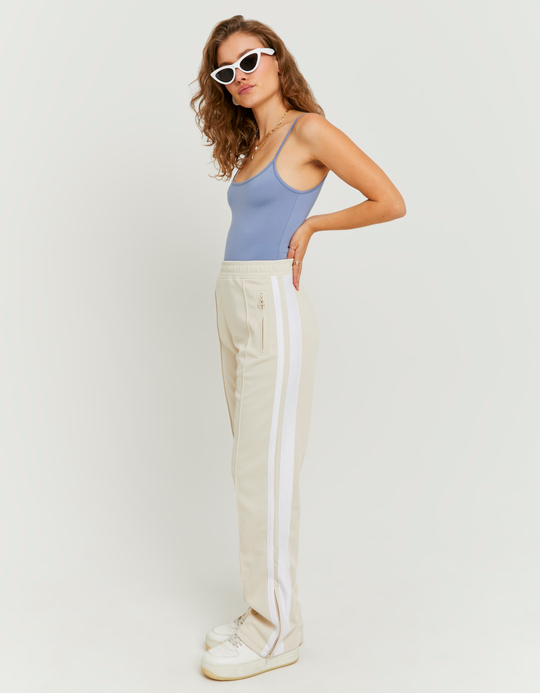 TALLY WEiJL, Beigefarbene lockere Jogginghose mit Streifen for Women