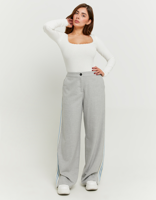 TALLY WEiJL, Graue Tailoring Wide Leg Hose mit seitlichen Streifen for Women
