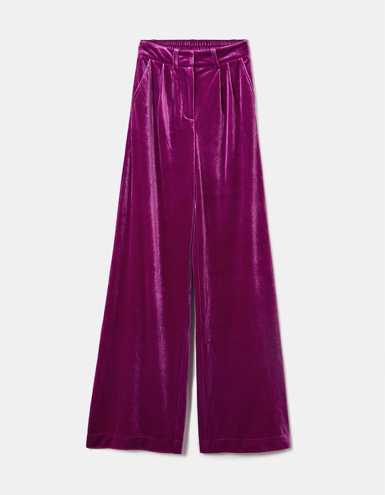 TALLY WEiJL, Pantalon Jambe Large en Velours Violet for Women