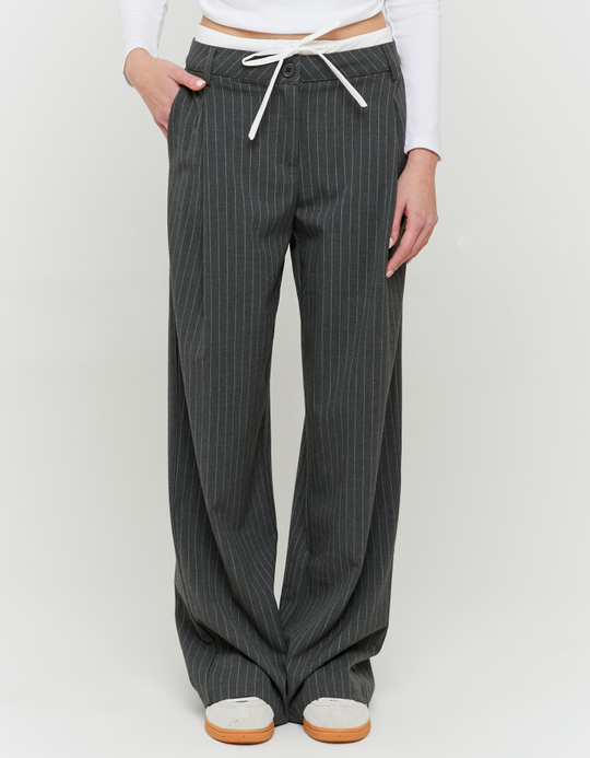 TALLY WEiJL, Graue Wide-Leg Hose mit Streifen for Women
