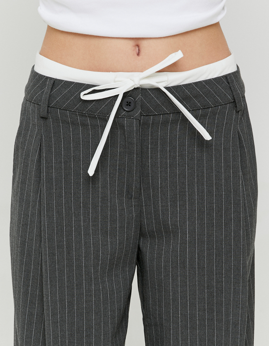 TALLY WEiJL, Graue Wide-Leg Hose mit Streifen for Women