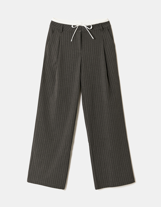 TALLY WEiJL, Graue Wide-Leg Hose mit Streifen for Women