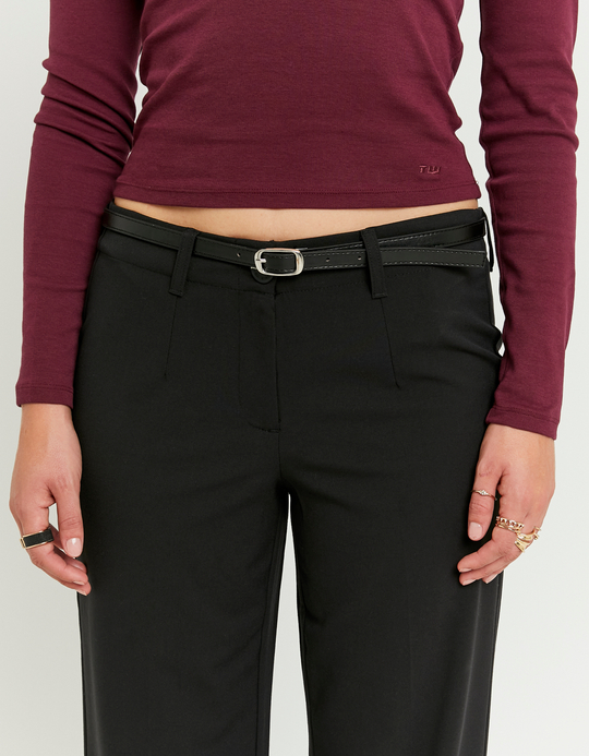 TALLY WEiJL, Black Straight Mid Waist Trousers for Women