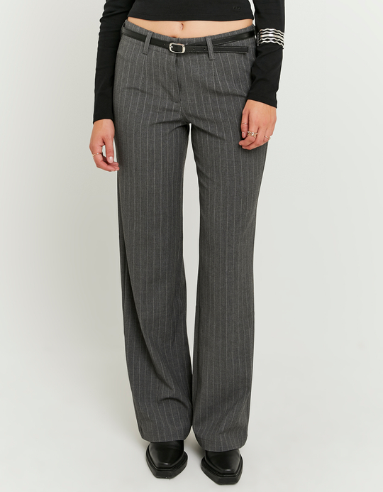 TALLY WEiJL, Grey Straight Mid Waist Trousers for Women