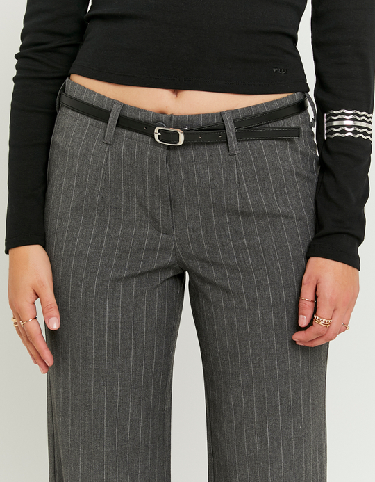 TALLY WEiJL, Grey Straight Mid Waist Trousers for Women