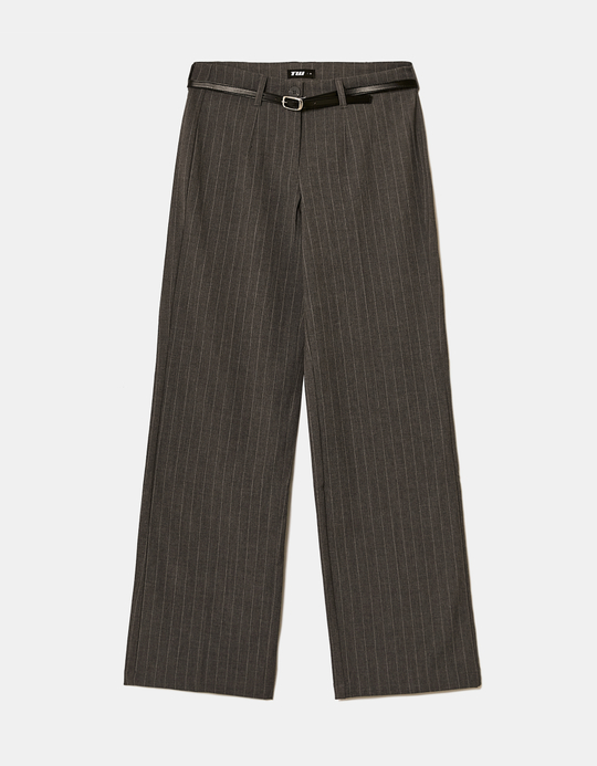 TALLY WEiJL, Grey Straight Mid Waist Trousers for Women