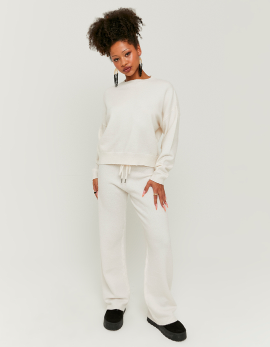 TALLY WEiJL, Pantalon Flare Blanc en Maille for Women