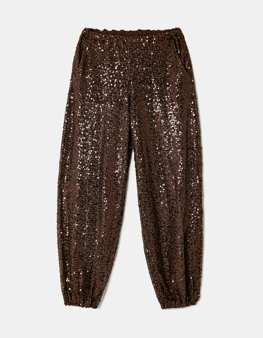 TALLY WEiJL, Brown Sequined Balloon Trousers for Women
