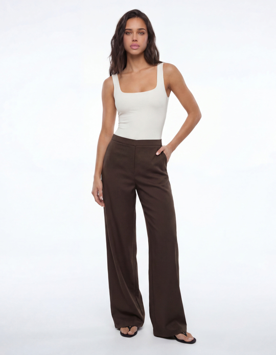 TALLY WEiJL, Pantalon Droit Taille Mi-Haute Marron for Women