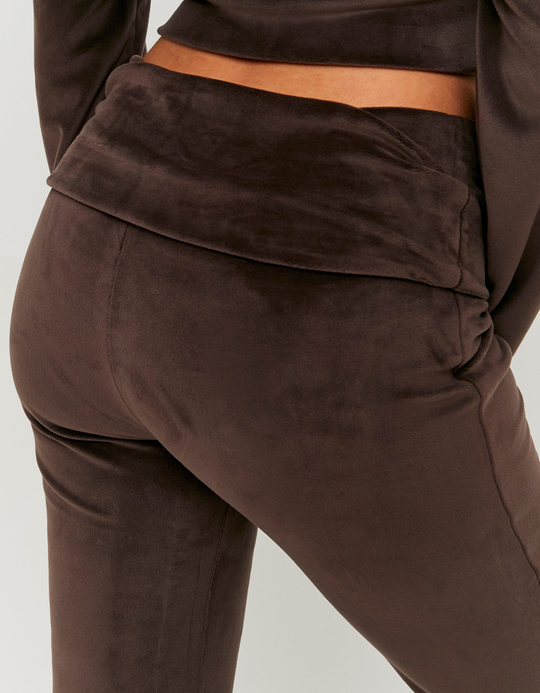 TALLY WEiJL, Brown Velvet Mid Waist Jogger for Women