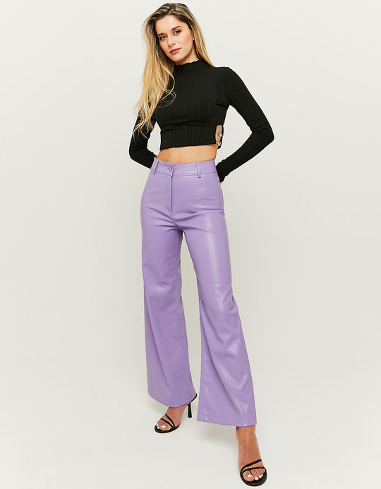 TALLY WEiJL, Violette Faux Leather Wide Leg Trousers for Women