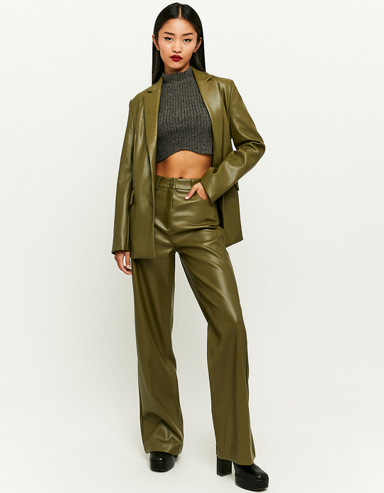 TALLY WEiJL, Green High Waist Wide Leg Trousers for Women