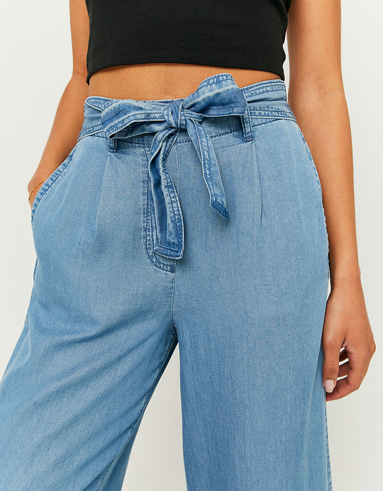 TALLY WEiJL, Pantalon Culotte Bleu Avec Nœud for Women