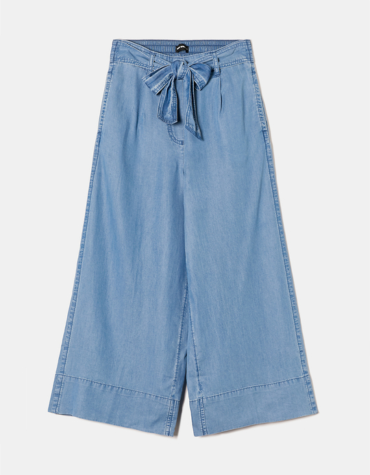 TALLY WEiJL, Pantalon Culotte Bleu Avec Nœud for Women