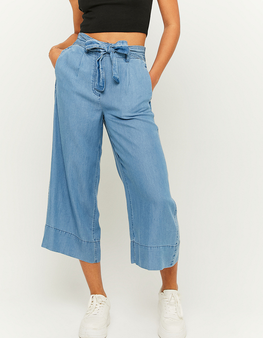 TALLY WEiJL, Pantalon Culotte Bleu Avec Nœud for Women