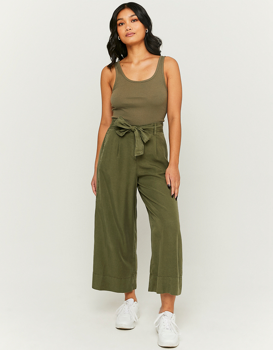 TALLY WEiJL, Pantalon Culotte Vert Avec Nœud for Women
