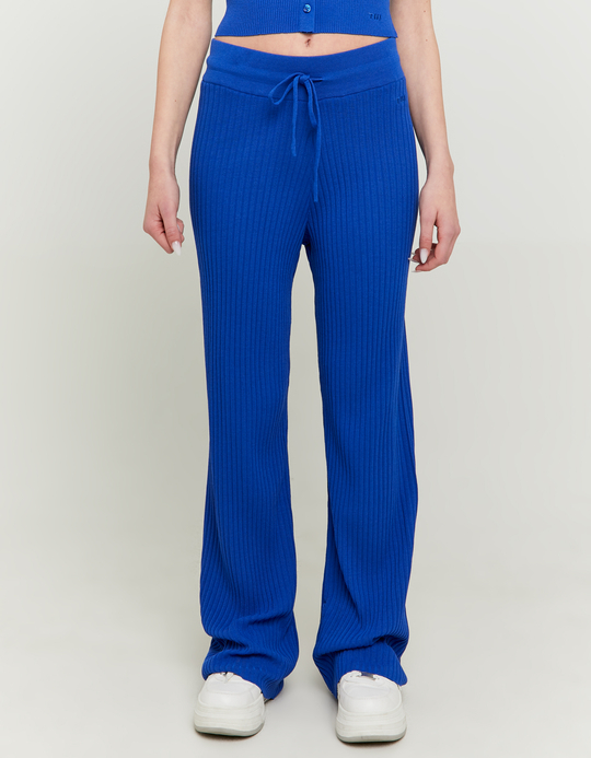 TALLY WEiJL, Παντελόνι Πλεκτό Wide Leg Μπλε for Women