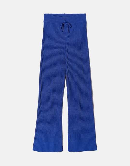 TALLY WEiJL, Παντελόνι Πλεκτό Wide Leg Μπλε for Women