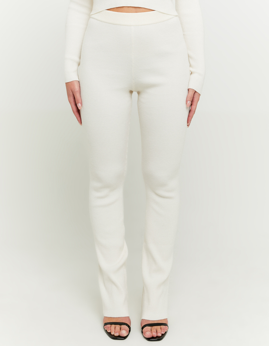 TALLY WEiJL, Beige Strick Skinny Flare Hose for Women