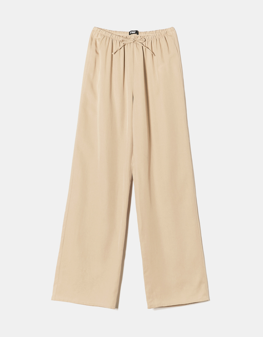 TALLY WEiJL, Pantaloni Wide Leg Beige con Coulisse for Women