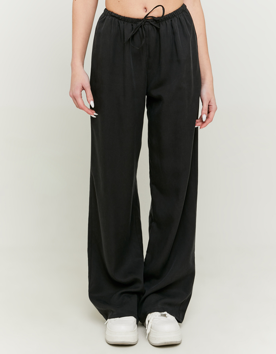 TALLY WEiJL, Pantaloni Wide Leg Neri con Coulisse for Women