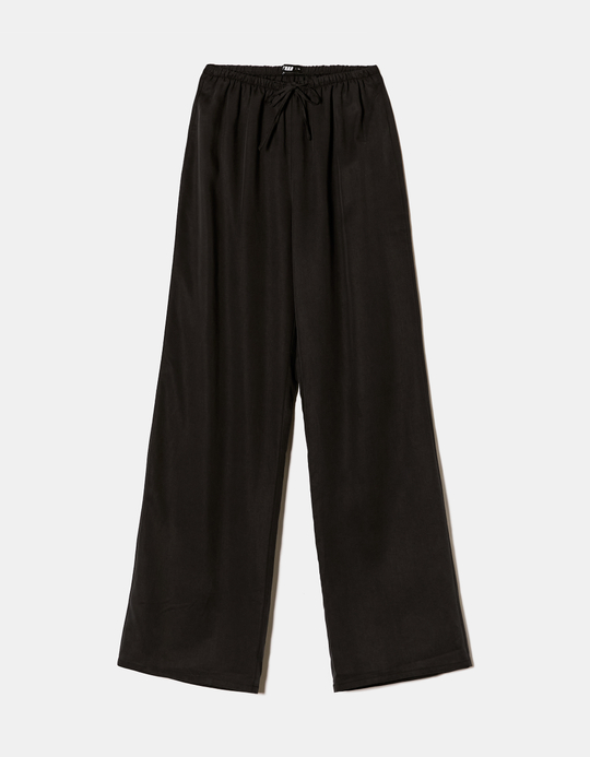 TALLY WEiJL, Pantaloni Wide Leg Neri con Coulisse for Women