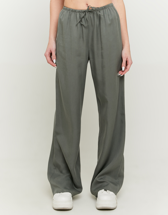 TALLY WEiJL, Khaki Wide Leg Trousers with Elastic Coulisse for Women