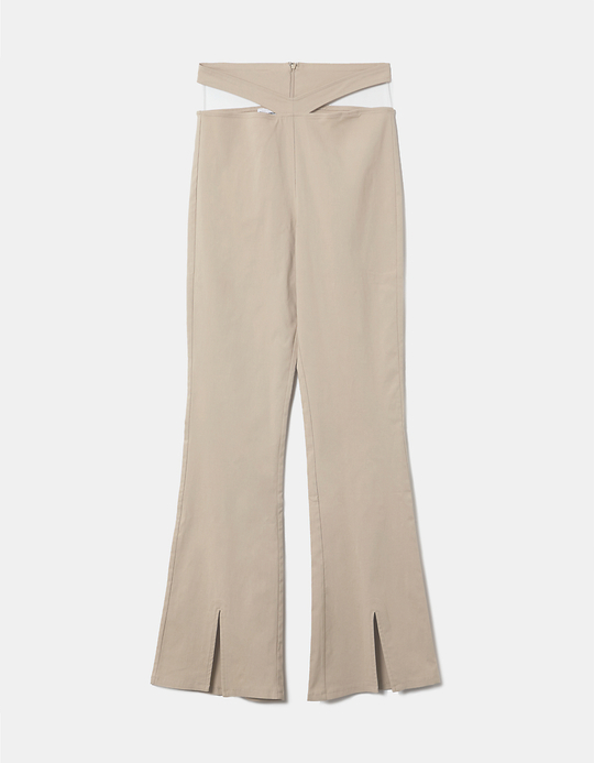 TALLY WEiJL, Beige High Waist Flare Hose for Women