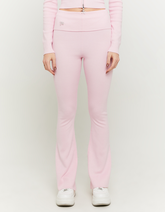 TALLY WEiJL, Pink Skinny Flare Knitted Trousers for Women