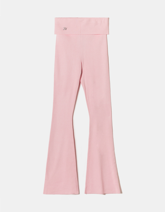 TALLY WEiJL, Pink Skinny Flare Knitted Trousers for Women