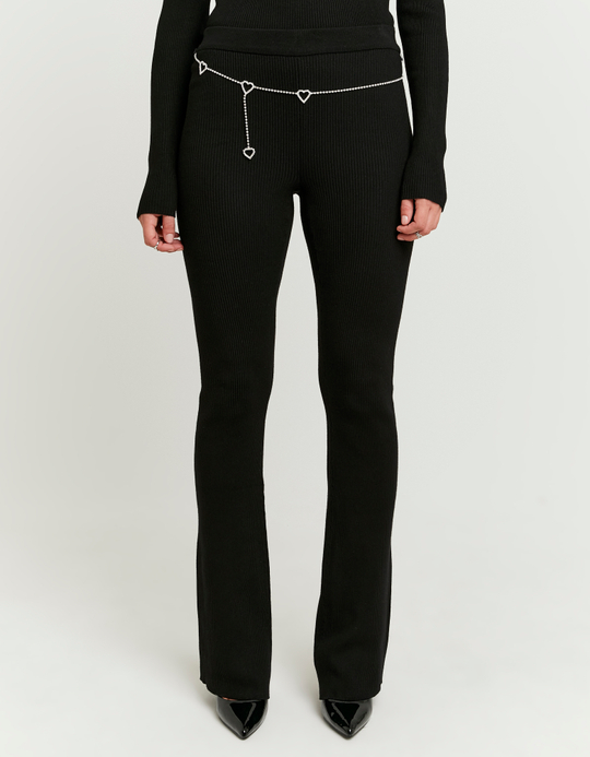 TALLY WEiJL, Knitted Flare Trousers With Belt for Women
