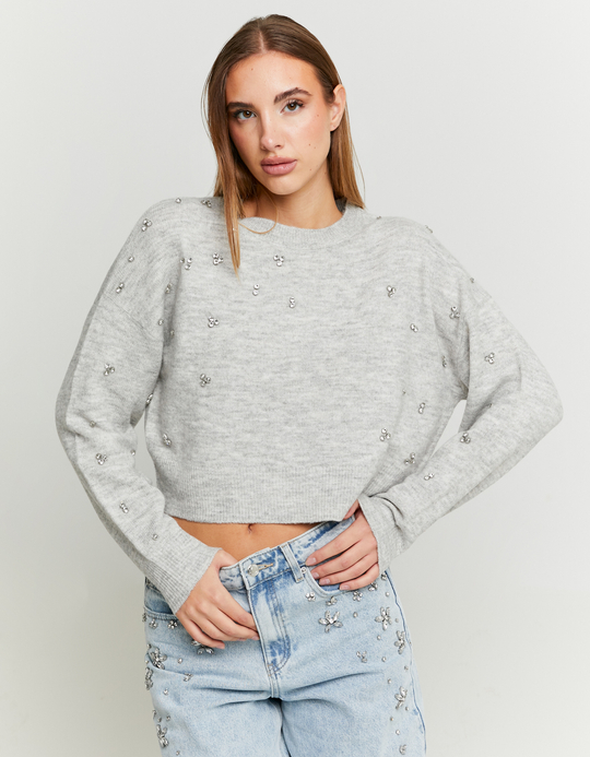 TALLY WEiJL, Grauer Pullover mit Strass for Women