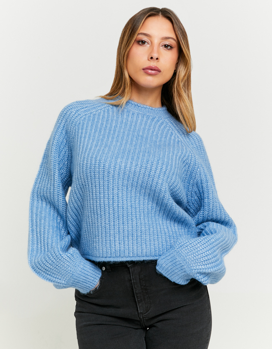 TALLY WEiJL, Blue Melange Cropped Jumper for Women